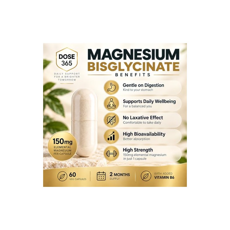 Magnesium Bisglycinate 750mg, Elemental 150mg + VIT B6 | 60