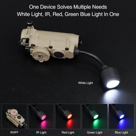 NECARL 5 in 1 Tactical Helmet Light Military with IR + Red/Green/Blue +White LED Task Lamp, Airsoft Survival Signal Light with Helmet Light Mount for Helmet Molle Belt System