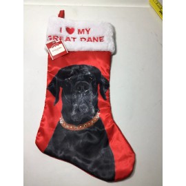 Holiday Time I Love My Great Dane Pet Puppy Dog Christmas Santa Stocking Holiday Time NWT