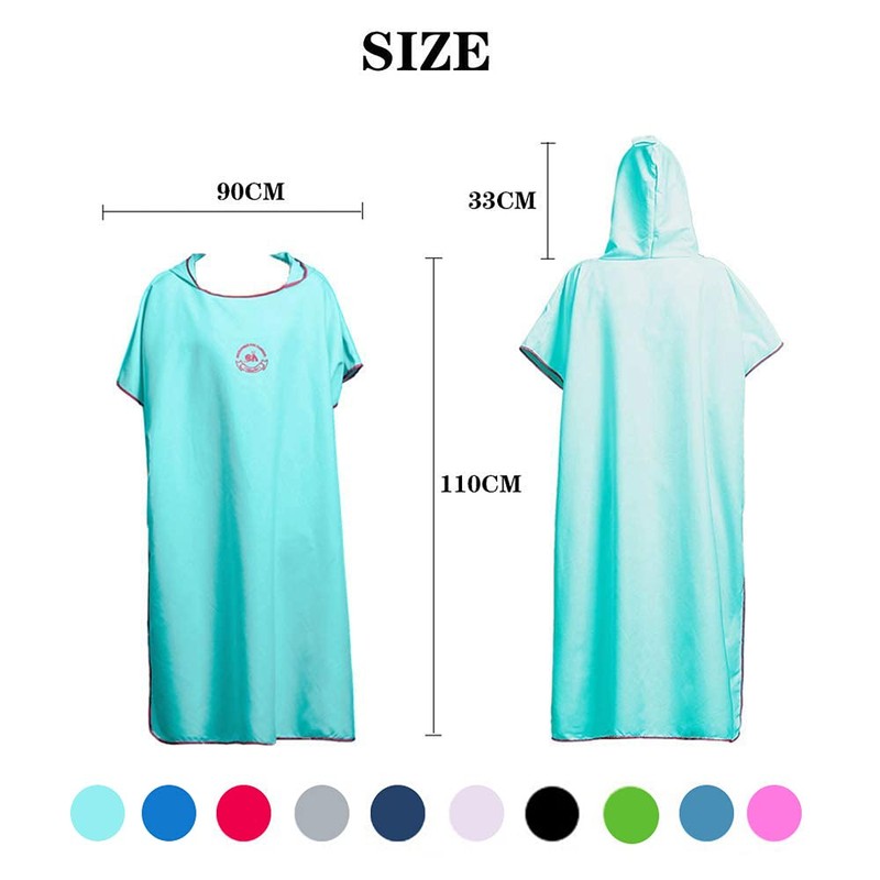 Hiturbo Poncho de Surf de Microfibra, Bata de Baño Cambiante
