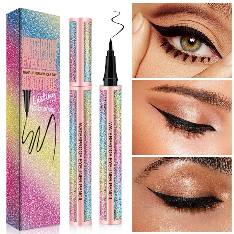 Long-Lasting Waterproof Black Liquid Eyeliner - Sweatproof and Smudge-Proof with