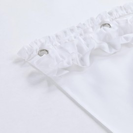 BESTRIPES Ruffle Stall Shower Curtain, White Fabric Narrow Shower Curtain with Handmade Ruffles, Farmhouse Chic Bath Small Curtains, 54" W x 72" H