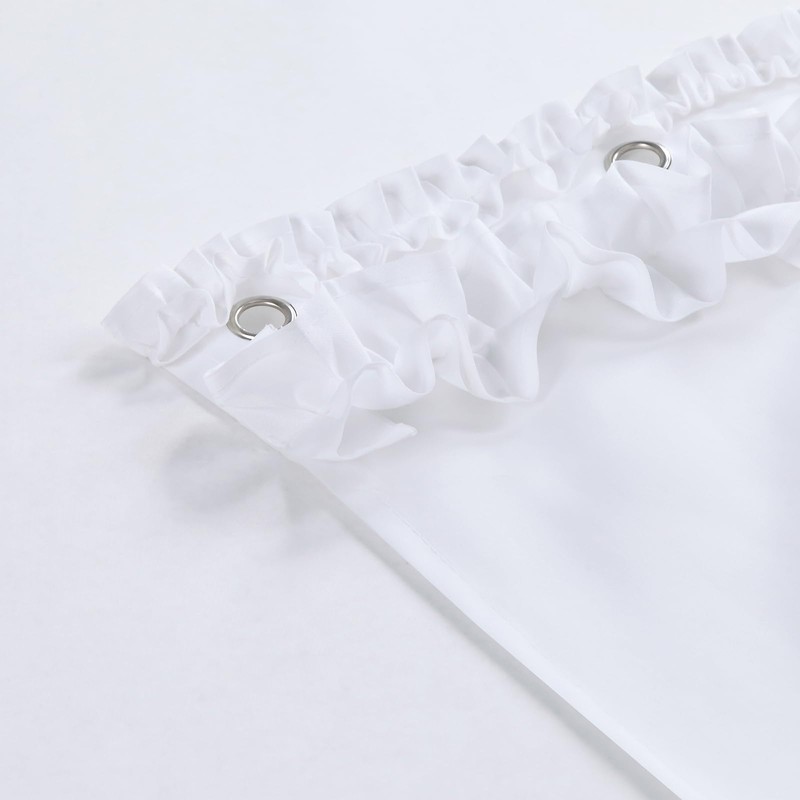BESTRIPES Ruffle Stall Shower Curtain, White Fabric Narrow Shower Curtain