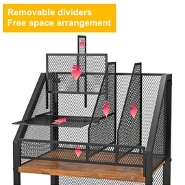 Rolling File Cart with 2 Storage Drawers Multipurpose Book Letter Organizer Carts with Lockable Wheels Wood&Mesh Rolling File Organizer Space-Saving Cart for Office Supplies