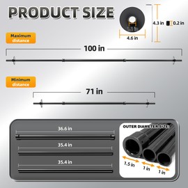 Dump Trailer Tarp Retention Bar with Screws & Hex Key, 71" - 100" Extensible High Strength Stainless Steel Rear Anti-Sail Trap Retention Bow Set, Heavy Duty Dump Truck Tarp System Kit, No Tarp