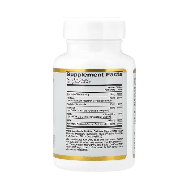 California Complejo B Vitamina Premium 60 Capsulas Eg E69 Sabor