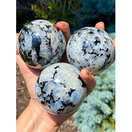 Large Flashy Rainbow Moonstone Sphere Gem Ball Crystal Carved Crystal Ball - Mednd Citation Balls - Feng Shui Supplies - Wealth Stones arystals - Home Office Desk Decor Healing 60-70MM