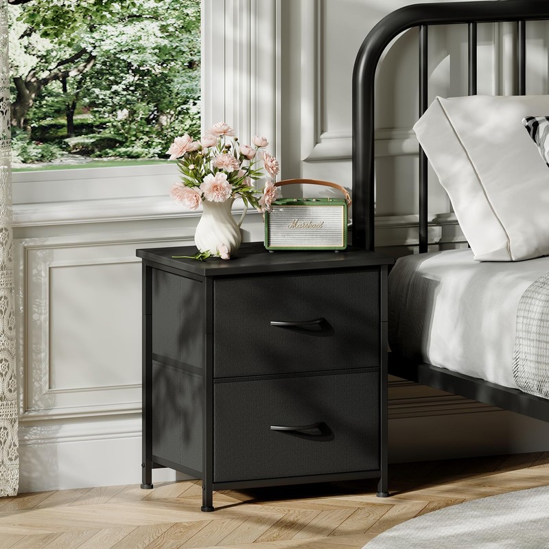 Somdot Nightstand, Small Dresser for Bedroom with 2 Drawers, Bedside
