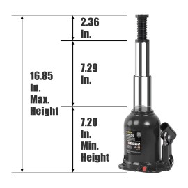 ‎Torin Torin 10 Ton (20,000 LBs) Double Ram Welded Hydraulic Car Bottle Jack, Black.