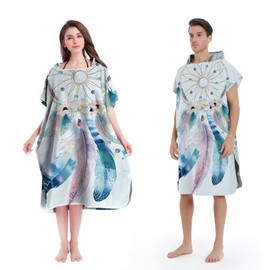 Poncho de Surf, Bata de Playa, Poncho de Toalla de Playa con Capucha | Poncho Natacion, Secado Rápido, Bata de Surfista y Playa, Para Mujer y Hombre, 