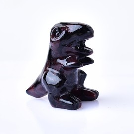 WUYOUSHI Garnet Dinosaur Decor Statue Crystals and Healing Stones Figurine Polished Gemstones ​Bedroom Office Desk Home Decoration A Lucky Decoration