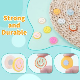 DUJEQM 16Pcs Fridge Magnets Refrigerator Magnets Small Magnets for Whiteboard,Colorful Strong Magnets Heavy Duty Magnets Mini Cute Magnets for Fridge Locker,Smile Face Funny Magnets for Office Kitchen
