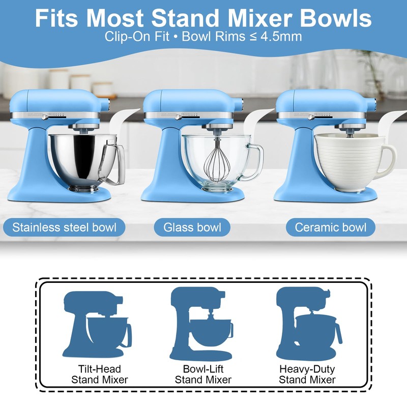 Flour Funnel for KitchenAid Stand Mixers, Clip-On Food-Grade Silicone Pouring
