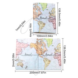 CREATCABIN Passport Holder World Map Travel Passport Case Cover Wallet with Card Case Pouch Elastic Band Closure for Business Credit Cards Boarding Passes Women and Men, Blue World