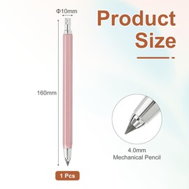 PATIKIL - 1 lápiz mecánico de 4 mm, soporte mecánico grande de metal automático con sacapuntas para grafito, dibujo, arte, bosquejo, carpintería, color rosa