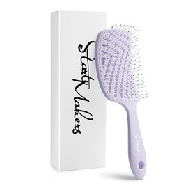 START MAKERS Cepillo para el cabello, cepillo desenredante profesional para cabello rizado, lacio y grueso, mujeres, hombres, cepillo de pala ancha, cepillo desenredante curvo, lavanda púrpura.