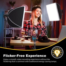 LINCO Lincostore Softbox Photography Lighting Kit 16'' x 16'' Professional Softbox Lighting Kit with 85W 3000-6500K LED Bulbs, Studio Lights for Photography/Video Recording/Live Streaming AM319