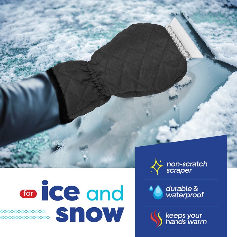 SCRUBIT Ice Scraper with Glove - Car Windshield Scraper for