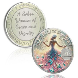 Elegant 6 Year Sobriety Coin, Butterfly Metamorphosis AA Coin - Sister Power Sober Chip for Five Year Addiction Recovery, Clean Living Sobriety Gift for Women