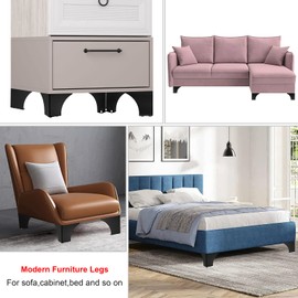 SUMNACON 4Pcs 10cm Metal Sofa Legs Wardrobe Leg Furniture Leg, Modern Solid Sofa Feet Cabinet Feet Table Legs for Replacement (Black)