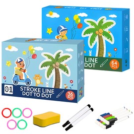 2 Pack Scribble Smart Advanced Workbooks for Ages 5-7, Reusable Pre-K Basic Math& Tracing Practice Books with Dry Erase, Progressive Skill Development Educational Workbooks for Preschoolers Level 5 6