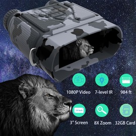 Night Vision Goggles - Night Vision Binoculars for Adults, Gifts for Men Him Husband Dad with 8X Zoom, 4000mAh Rechargeable Gear for Hunting & Camping(Grey)