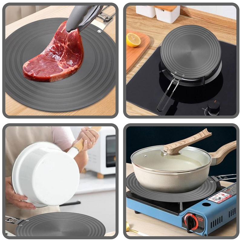 Bcuuozeeing Induction Adapter Plate, Induction Adapter Plate with Foldable Handle,