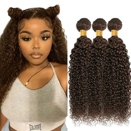 Chocolate Brown Bundle Color #4 Curly Human Hair Bundles 26 28 30 Inch Brazilian Dark Brown Kinky Curly Bundles Human Hair