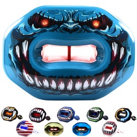 Oral Mart Flag Football Mouth Guard (2024 Audacious Invader) with 3D LipFit Design - No Boil Instant Fit Lip Guard Mouthpiece for Braces - Football Mouthguard (Detachable Helmet Strap Included)