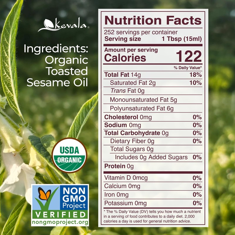 Kevala Organic Toasted Sesame Oil - 64 fl oz -