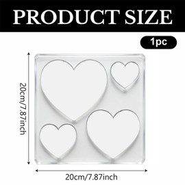 PRESSINART Acrylic Router Templates 7.87 x 7.87 Inch Heart Acrylic Template Clear Woodworking Inlay Stencils with Protective Film Tracing Guide Tools for Sign Making Charcuterie Boards DIY Crafts