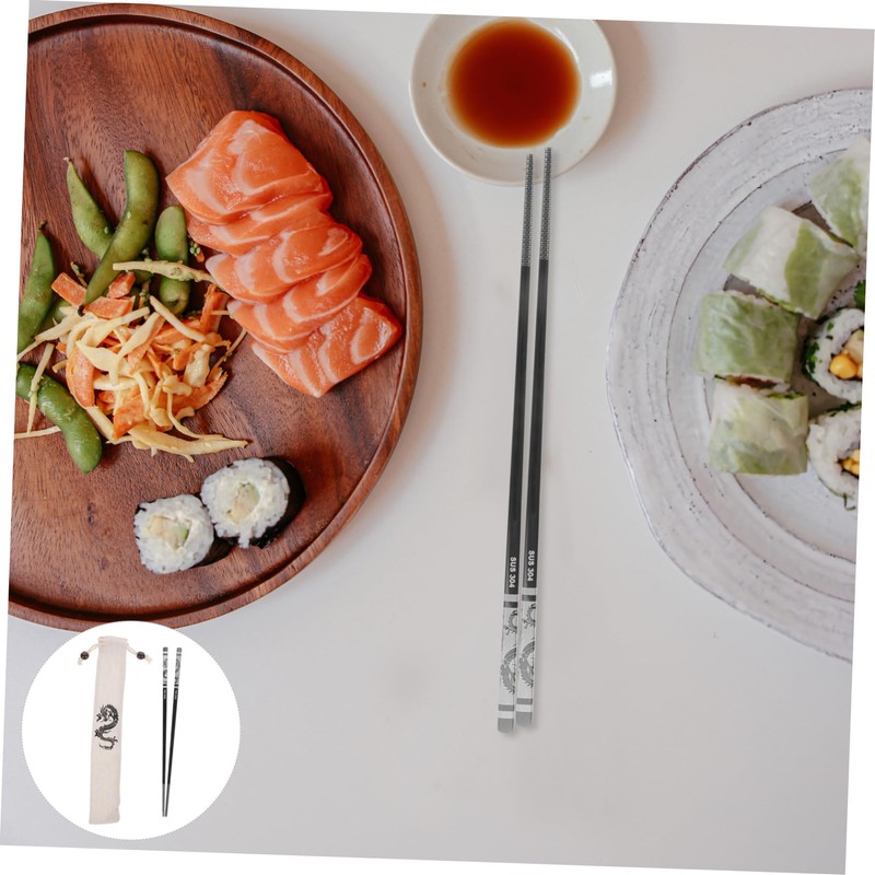 Gatuida 1 Set Stainless Design Chopsticks Set Reusable Non Slip