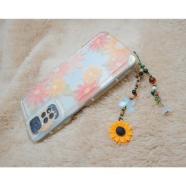 Boho Sunflower & Butterfly Beaded Keychain – Handmade Nature-Inspired Charm with Adjustable Cord | KNOTORA & BLOOM by Darunita (Cream & Green)