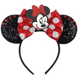 CLGIFT Princess Minnie Ears,Pick your color, Flower Minnie Ears, Floral minnie ears, Purple Sparkle Mouse Ears (Minnie)