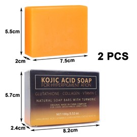 Pack of 2 Kojic Acid Soap 100 g, Kojic Acid Soap, Turmeric Soap, Turmeric Soap, Turmeric Soap, Turmeric Soap for Face, Kojic Acid Soap, Turmeric Soap Piece, for Face and Body