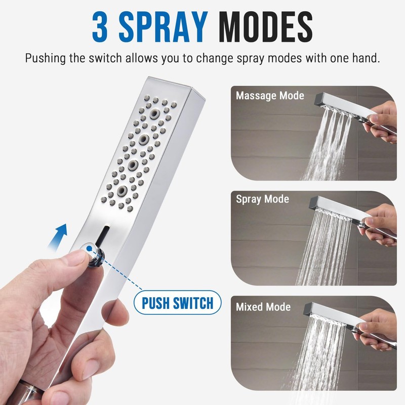 G-Promise All Metal Handheld Shower Set with 3-Function Showerwand, included