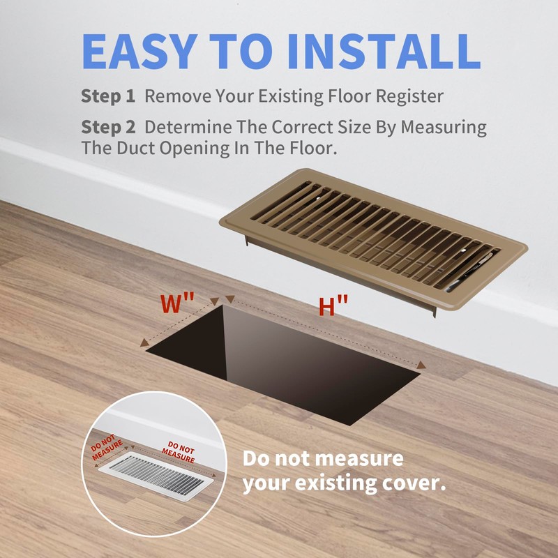 Howeall 4" x 10" Floor Register - Heavy Duty Steel