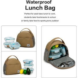 NOL Natural Organic Lifestyle Lunch Bag Insulated Cooler Bag for Women Nylon Waterproof Lightweight Lunch Box Organiser (Khaki)