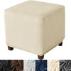 HFCNMY Ottoman Cover Square,Stretch Velvet Square Thick Slipcover Washable Storage