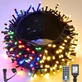 WBao Christmas Lights Indoor Outdoor 300LED 100FT, Color Changing Christmas String Lights with Remote, UL Certified, 11 Modes, Timer, Connectable & Waterproof for Party Decor, Warm White & Multicolor