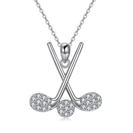 YAFEINI Golf Gifts for Women Sterling Silver Golf Club and Ball Pendant Necklace Golf Jewelry for Women Golf Lovers
