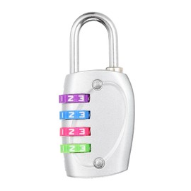 PATIKIL Combination Lock, 4 Digit Outdoor Padlock Waterproof Locker Lock for Luggage Suitcase, Gym Locker, Fence, Filing Cabinets, Toolbox, Gate, Silver with Colorful Wheel
