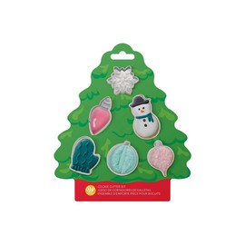Wilton 2308-0-0225 6PC Christmas Cookie Mold Icing Christmas Tree Cutter Icing Gingerbread Tree Mini Cutter Set
