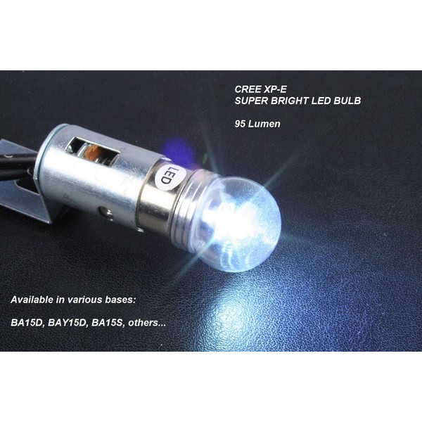 1157 LED Auto Bulb - CREE XP-E, Super Bright Cool White LED - Protective Cover - Auto, Marine, RV, Truck - BAY15D Base