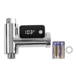 Shower Thermometer Bath Water Temperature Meter Tester LED Display G1/2 for Home Bathroom Silver Color