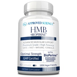 Approved Science HMB - Supports Muscles and Exercise - 1500 mg HMB - High-Absorption BioPerine - 60 Vegan Capsules - 1 Month Supply