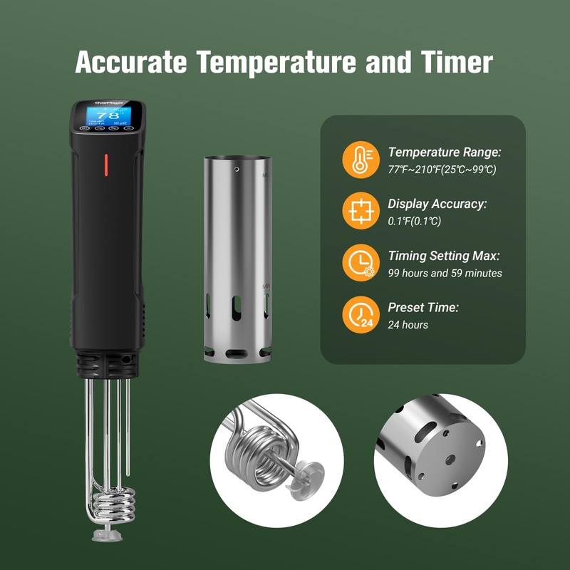 2.4g Wifi Sous Vide Cooker CharMeter Sous Vide Machine CSV-100-W,