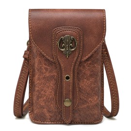 Steampunk Small Crossbody Bag Shoulder Purse Pocuh Cellphone Wallet Satchel with Belt Loop (Brown-Snake Skin 089)
