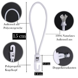 BYZANDQI Bungee Cord with Hooks, Pack of 25, Expander with Hooks, 15 cm, Tarpaulin Tensioner, Tent Rubber, Rubber Tensioner, Tarpaulin Rubber Expander Loops for Tarpaulins, Tent, Net, Camping