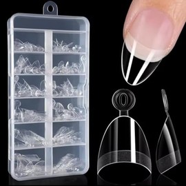 Ultra Soft Gel Tips Puntas De Uñas Extra Cortas 140 pzas Extra Corto Suave Unas de Gel (Almendra Extra Cortos, Transparentes)